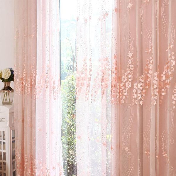 

curtain & drapes korean light pink princess wind screen curtains for living room bedroom blackout embroidered