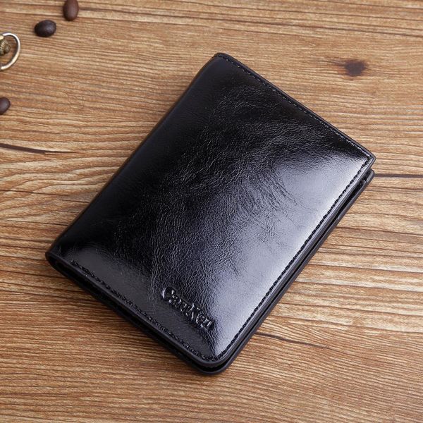 

vintage men wallet brand designer oil wax leather short coin fashion zipper card purse for male, Red;black