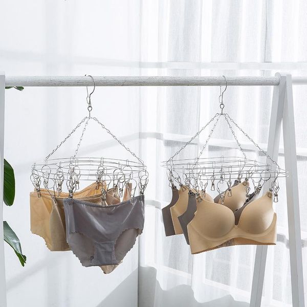 

hangers & racks 20 clips coat hanger for clothes multi-function creative double-deck stainless steel windbreaker socks drying rack