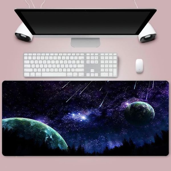 

mouse pads & wrist rests space extra large pad big computer gaming mousepad anti-slip natural rubber with locking edge mat