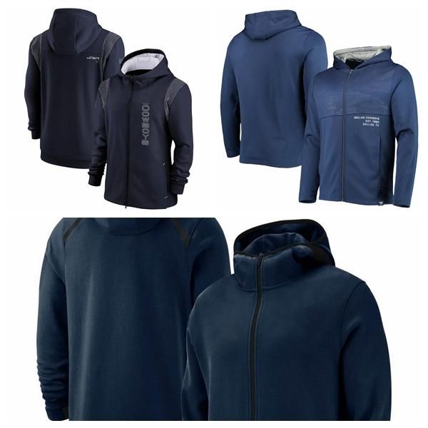 

dallascowboysmen women youth football sideline team performance full-zip hoodie navy, Black;red