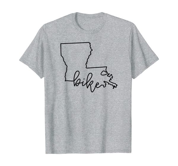 

state of louisiana outline with bike script abn062a t-shirt, White;black