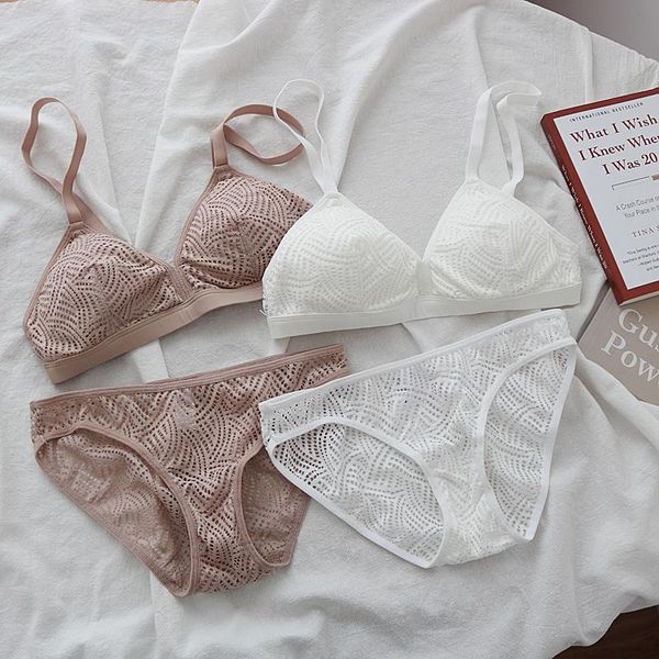 

bras sets thin no steel ring bra set textured lace triangle gathered belt insert women's underwear cotton inner soft bralette with pant, Red;black