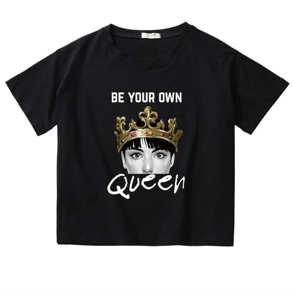 

women's t-shirt be your onw queen vogue print lady short women t shirt summer crop streetwear female tee, White