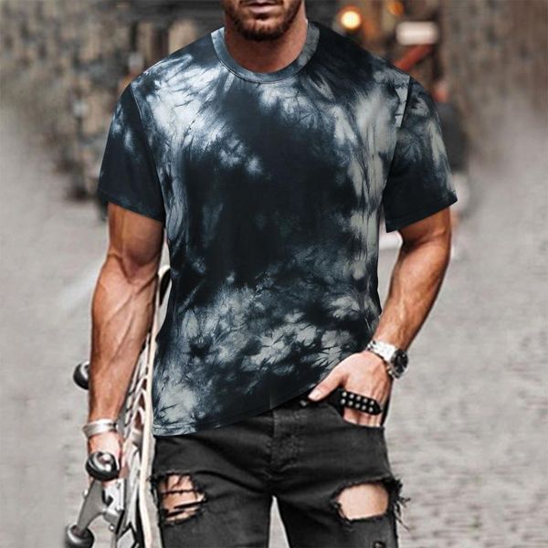 

men's t-shirts gradient printed t shirt clothing summer slim casual fit short sleeve t-shirt harajuku plus size o neck tshirts, White;black