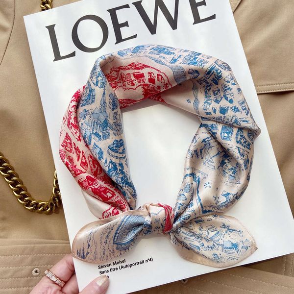 

hangzhou women autumn winter korean version the city of horses silk small square scarves, Blue;gray