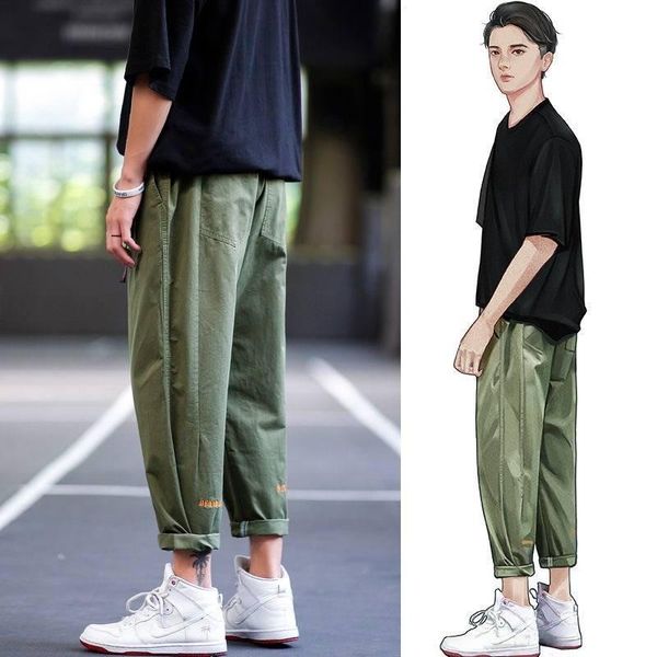 

men's pants casual cargo mens spring autumn joggers streetwear men baggy solid trousers hip hop armygreen, Black