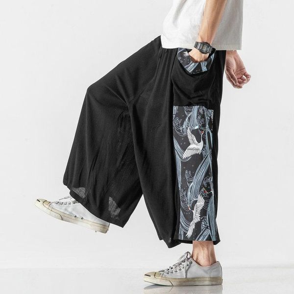 

men's pants harajuku jogging sweatpants big pocket cotton harem men patchwork fashion woman casual trousers large size 5xl, Black