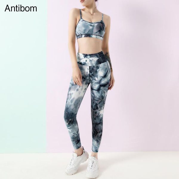 

antibom women fitness workout gym suit pant & bra high wast legging strap pad printing tight 2pcs set yoga tracksuit, White;red
