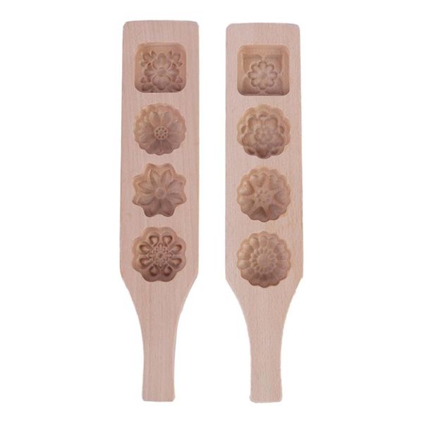 

4 hole wooden moon cake mold pastry baking tool for making mung bean ice skin