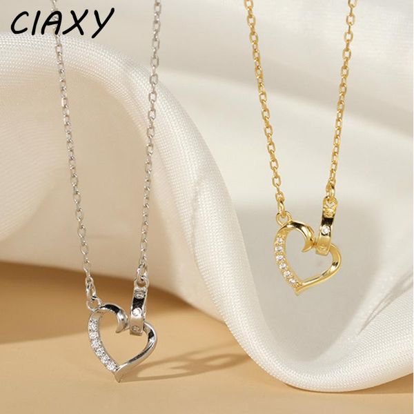 

chains ciaxy 925 sterling silver inlaid zircon love heart necklaces 2021 female cute clavicle chain choker simple jewelry collares