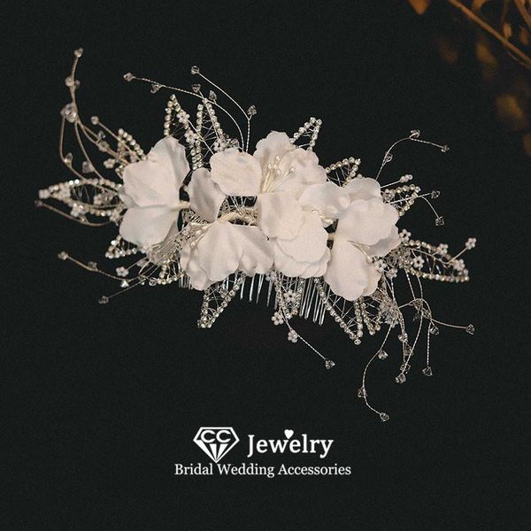 

hair clips & barrettes comb wedding accessories for women bridal hairwear engagement jewelry 100% handmade flower shape combs headdress a, Golden;silver