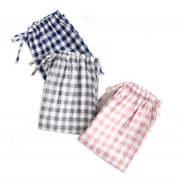 

women's sleepwear autumn couples matching pants cotton sleep bottoms female casual nighty trousers ladies plaid pajama, Black;red