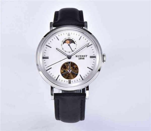 

fashion new 2021 kr8008-5 mechanical belt men's watches rust-steel waterproof sport chronography quartz masculino, Slivery;brown