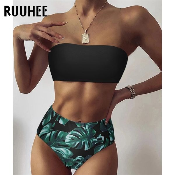 

ruuhee bandage bikini swimwear women swimsuit high waist set bathing suit push up maillot de bain femme beachwear 210630, White;black