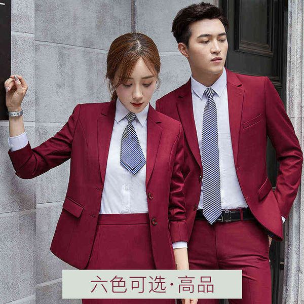 

luxury men's suits blazers 6-color men's and same wine red set women's bank busins work cloth el 4s formal suit, White;black