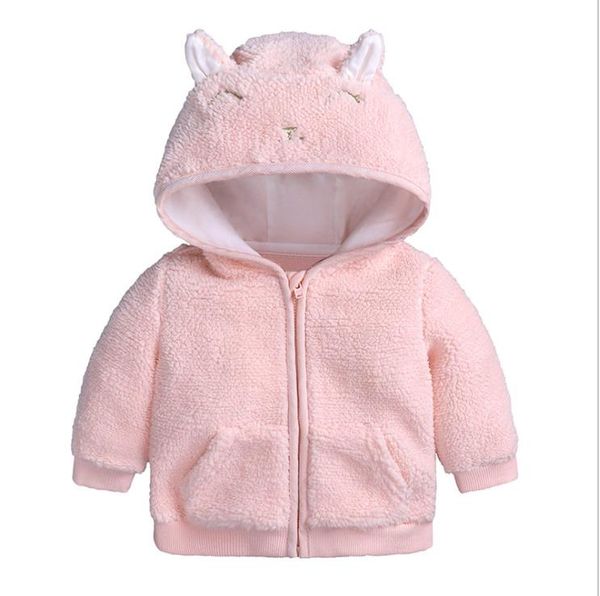 Winter Neugeborenen Baby Jungen Mädchen Cartoon Ohr Mit Kapuze Pullover Tops Warme Kleidung Candy Farbe Mantel kinder kleidung