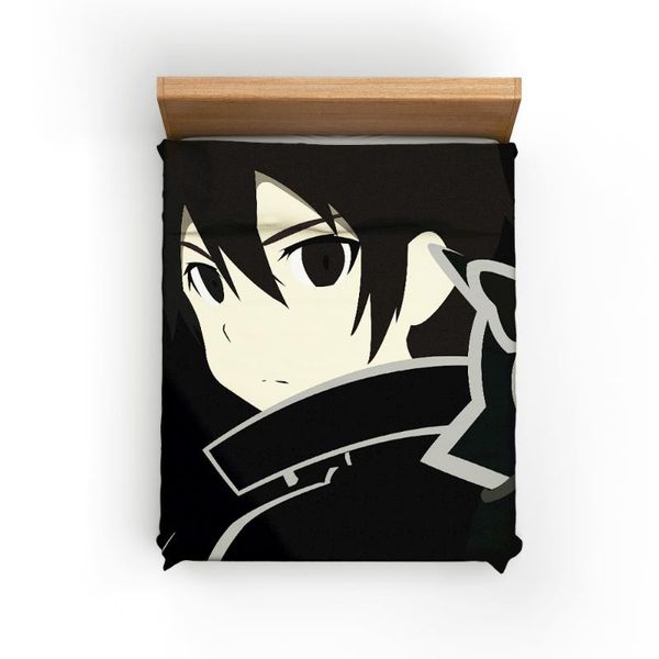

bedding sets sword art online anime duvet cover cartoon decor bedroom black quilt pillowcase single double microfiber bed linen set