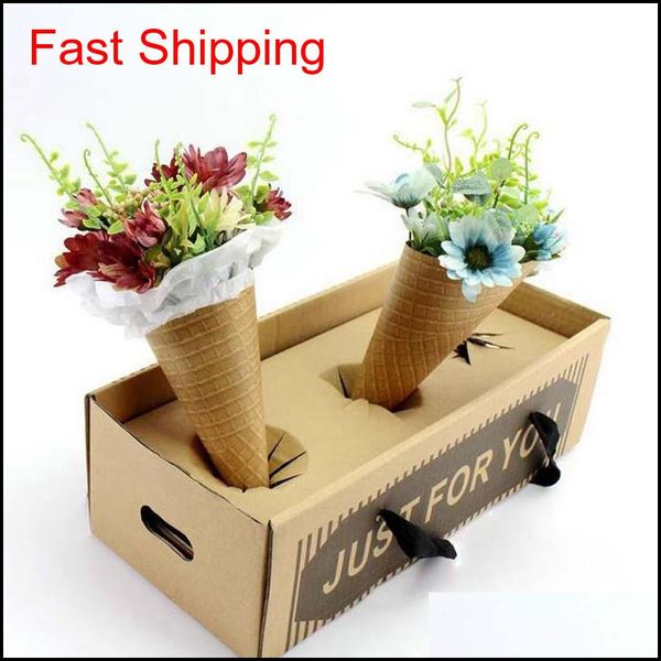 

mini ice cream cone for flowers packaging flower bouquet gift packaing craft wrapping paper kraft floral packaging materials vbjud aozv1