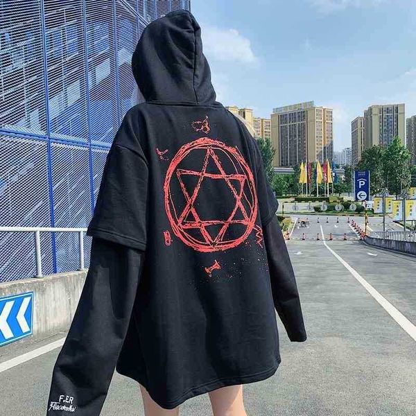 

korean bf style long sleeve hooded sweater in autumn 2020, Black