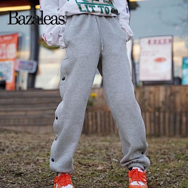 

women's pants & capris bazaleas harajuku side many buttons pant mujer pantalones vintage joggers women fashion pockets woman, Black;white