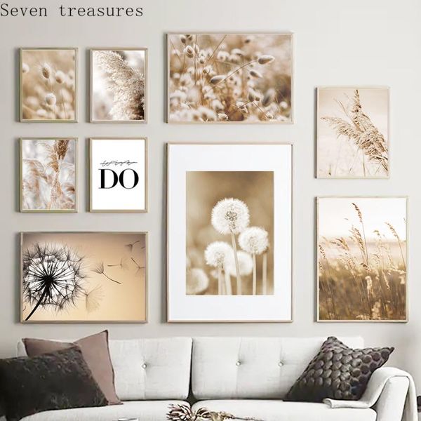 

paintings dandelion reed grassland autumn wall art canvas painting nordic posters and prints for living room home decorationwall pictures