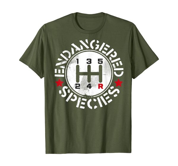

manual transmission endangered species t-shirt, White;black