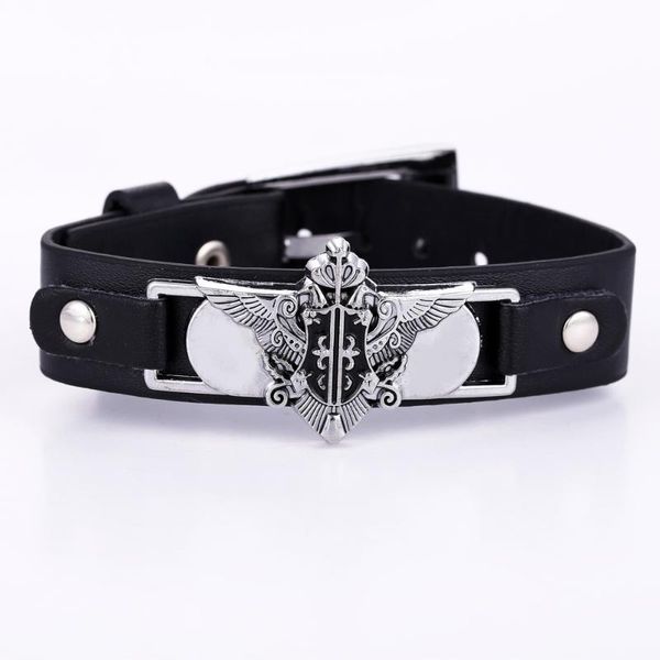 

charm bracelets anime black butler bracelet men logo leather chain punk bangles for women fashion jewelry pulseras homme, Golden;silver