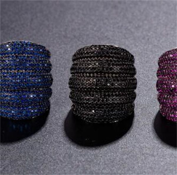 

Victoria Wieck 2019 New Hot Luxury Jewelry 10KT Black Gold Fill 4 Color Gemstones CZ Diamond Wedding Engagement Wide Band Ring 125 O2, Slivery;golden