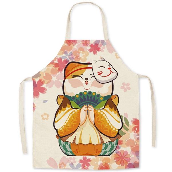 

aprons multicolor cartoon cat pattern apron flax kids adults for women cooking baking restaurant home cleaning kitchen supplies