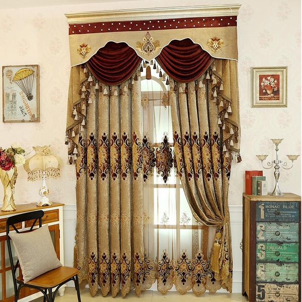 

curtain & drapes european style hollow luxury embroidered gold flower pattern high-quality curtains for living room bedroom kitchen elegant