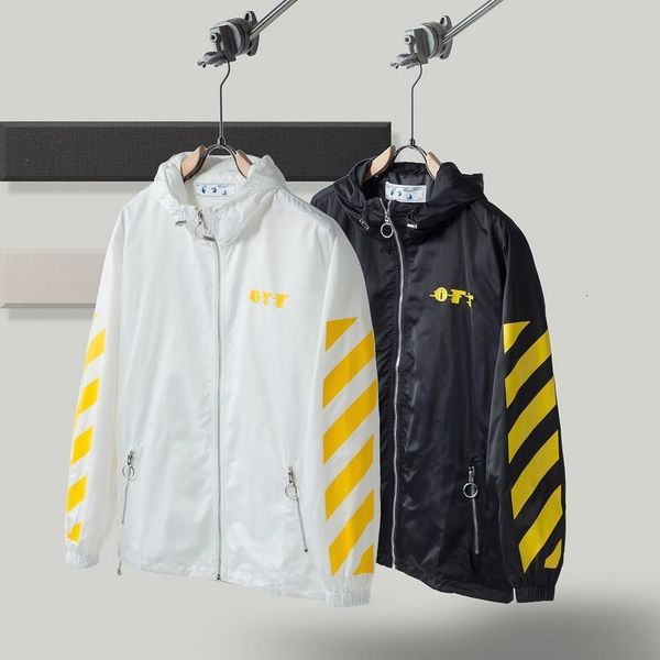 

fashion brand autumn and winter zipper casual solid color stripe stand collar hooded youth cardigan sweater, Black