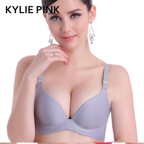 

kylie super push up seamless bra gather adjustable girls lingerie straps bra underwear intimates pluse size dropship, Red;black