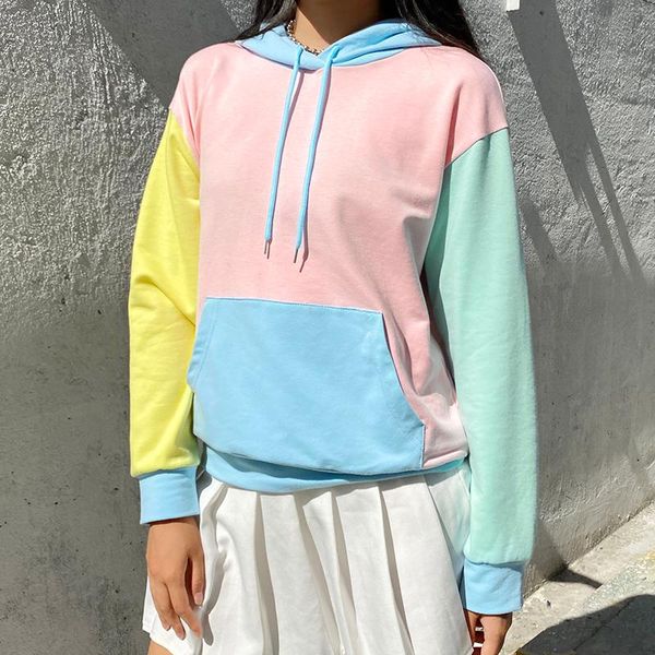 

women's hoodies & sweatshirts oversized hoodie for women autumn winter fashion macaron colorblock est streetwear casual loose female sw, Black