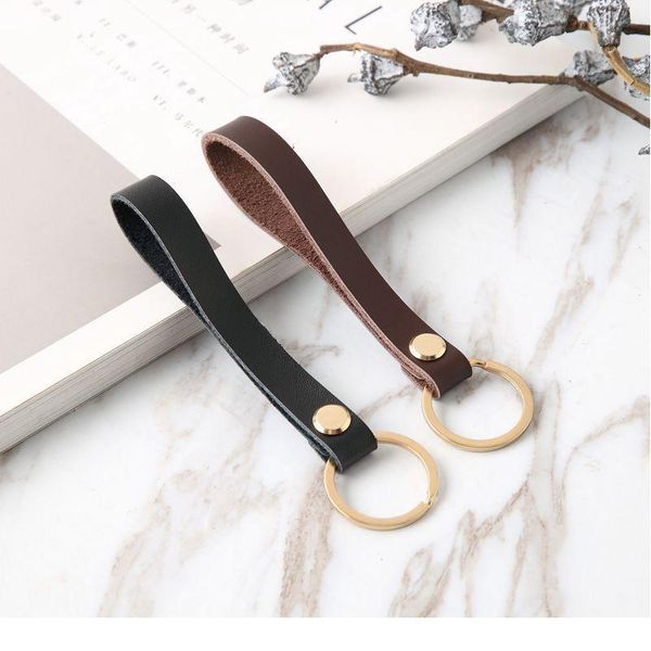 

vintage pu leather brass keychain pu brass wallet key chain simple circle waist car leather keychains trinket k jllwys