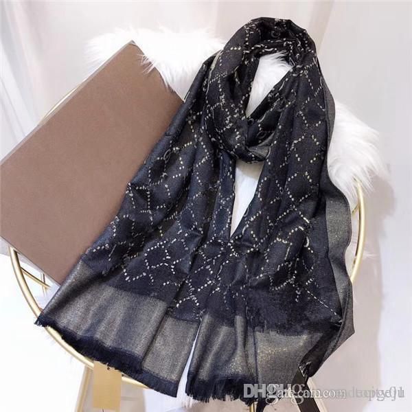 

2021 beautiful letter silk and wool scarf fashion scarf ladies decorative scarf 180*70cm european style no box, Blue;gray