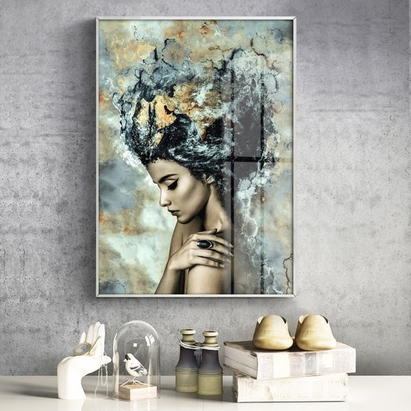 Современная мраморная девушка плакаты и отпечатки стены искусства холст живопись нордическая картина украшения дома для гостиной декоративный