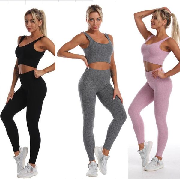 

womens yoga suit gym sportwear tracksuits bra leggings fitness sport two piece set 2pcs outfits active tech fleece workout sets yogaworld fa, Gray