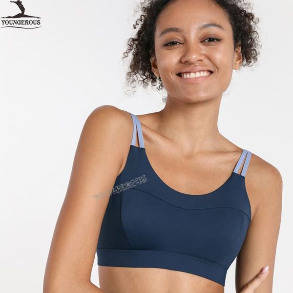 

all-in-one fixed cup sports shockproof underwear women's quick-drying yoga fitness bra, White;black