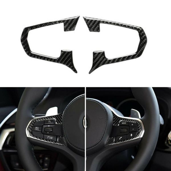 

steering wheel covers 2pcs carbon fiber black auto frame cover trim fit for g30 g38 5 series 2021 car interior accessories