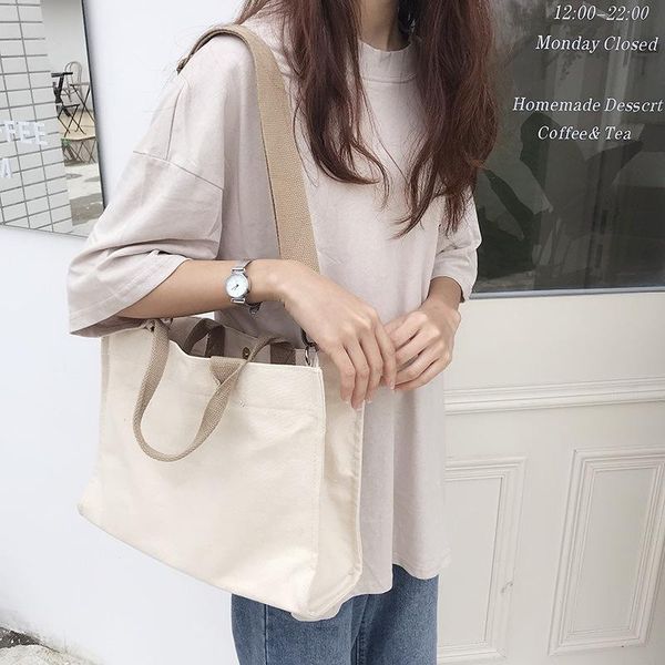 

evening bags canvas large capacity tote shoulder bag simple handbag solid color daily commute fashion trend
