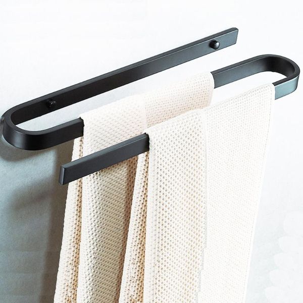 

towel racks bar double pole bathroom wall hanging space aluminum rack bathing room black shelf s curve wx7202102