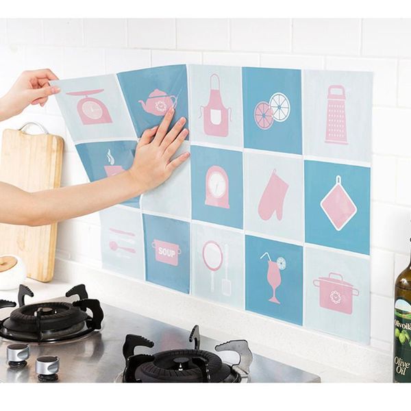 

wall stickers 1pcs 75*45cm kitchen wallpaper anti-oil paper oilproof sticker high-temperature resistant aluminum foil easy to clean decor