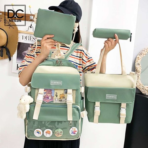 

designer schoolbagdc.meilun 4 pcs in set kawaii women backpack set student school bag for teenager girls travel backbag 2021 mochilas escola