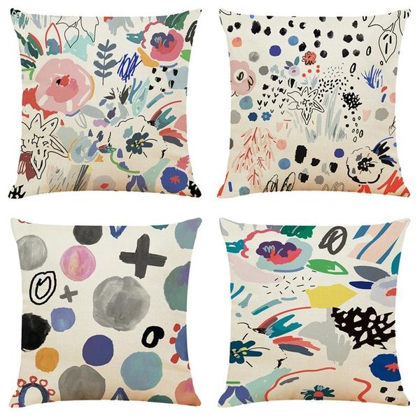 

pillow case dot multicolor square invisible zipper soft cushion cover home decor office car throw pillowcase