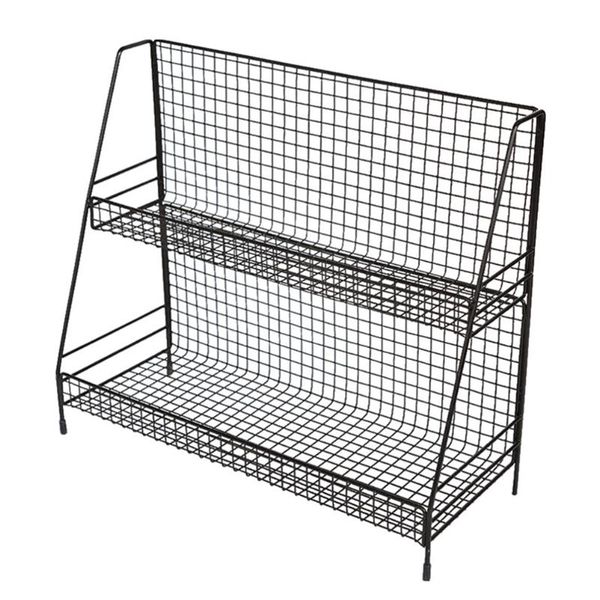 

hooks & rails 1pc double-layer kitchen storage rack iron art shelf space-saving