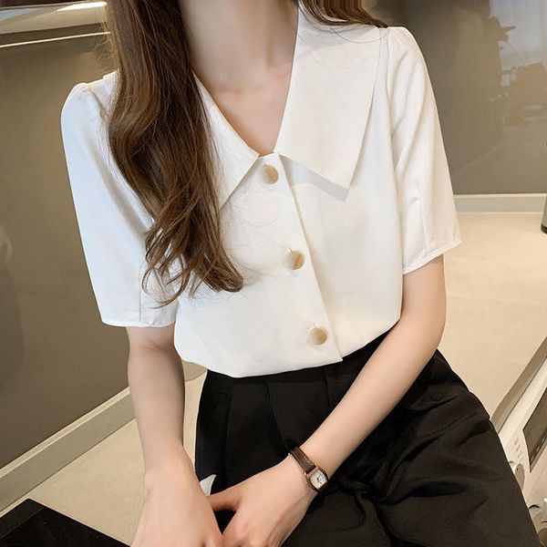 

women's blouses & shirts 2021 fashion women chiffon blouse summer ins lady, White