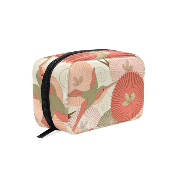 

cosmetic bags & cases fengju makeup bag portable toiletries fashionable square storage for girls lady woman birds and flowers