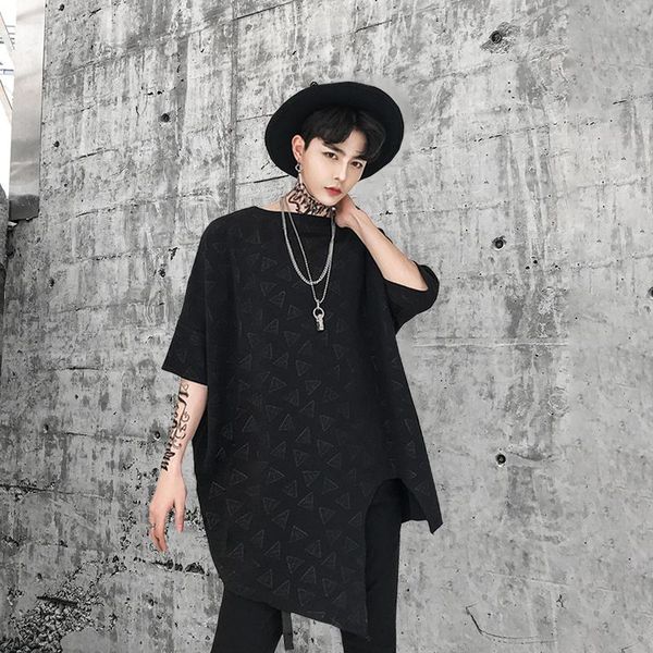 

men's t-shirts summer japan streetwear loose casual men oversize irregular t-shirt male fashion hiphop punk gothic short sleeve tee shi, White;black