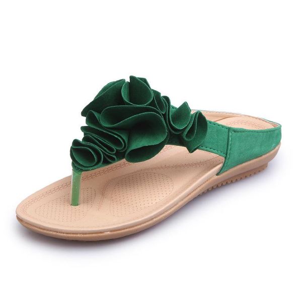 

sandals women summer ladies beach green flowers shoes lightweight sandles flat fairy style shoe sandalias zapatillas mujer, Black